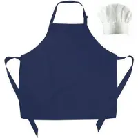 Benza Schort Keukenschort voor Kinderen - Navy Blauw - Inclucief witte koksmuts