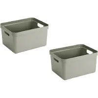 Sunware opbergbox Sigma - 3x stuks - kunststof - 32 liter - lichtgroen - opberg dozen/bakken - opbergers - 45 x 35 x 24 cm
