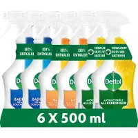 Dettol - 3L Allesreiniger Spray Power & Fresh - Badkamer 2x500ml - Keuken 2x500ml - Citrus 500ml - Voordeelverpakking