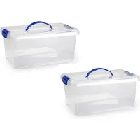 PlasticForte Flastic Forte Opslagbak - 8x stuks - met deksel - 10 liter - transparant - Opbergbakken - 38,5 x 23 x 17,5 cm