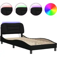 vidaXL Bedframe met LED zonder matras "Hvar" 90x200 cm stof zwart