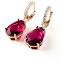Sophie Zilveren oorringen oorbellen met rode druppelvormige steen en cubic zirconia