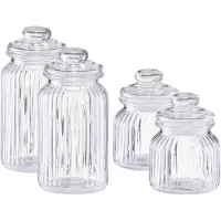 Zeller Set 4x keuken voedsel opslag voorraad glas in 2 formaten - Voorraadpot