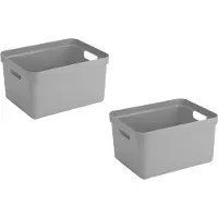 Sunware opbergbox Sigma - 5x stuks - kunststof - 32 liter - lichtgrijs - opberg dozen/bakken - opbergers - 45 x 35 x 24 cm