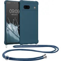 Kwmobile telefoonhoesjegeschikt voor Google Pixel 7a - Hoesje van siliconen met telefoonkoord - In donkerblauw
