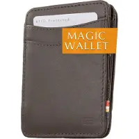 Hunterson Kleingeld Portemonnee heren en dames leder, Kaarthouder RFID, Portefeuille 6 kaarten, Bruin