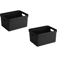 Sunware opbergbox Sigma - 8x stuks - kunststof - 32 liter - zwart - opberg dozen/bakken - opbergers - 45 x 35 x 24 cm