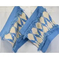 Unique living Unique - sierkussenhoes - 3 stuks - katoen - kussenhoesje - kussenhoes - 45 x 45 cm - met rits - Delux - blauw - ecru