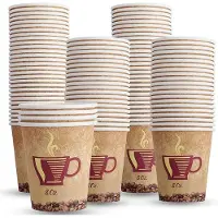 Decorline -Kartonnen Koffiebekers 200ml - 100 stuks -Coffee to go papieren bekers -wegwerp papieren bekers voor warme dranken.