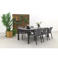 Van der Garde Tuinmeubelen Lima/Kings 6-persoons stapelbare dining tuinset 220x100 cm. - Antraciet