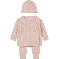 Dirkje overslagshirt + broek + muts roze Set Meisjes Katoen Ronde hals - maat 68