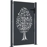 vidaXL Poort 100x125 cm met boomontwerp staal antracietkleurig