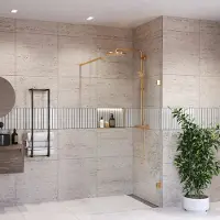 Boss & Wessing Inloopdouche bws portos geborsteld messing goud 120x200 cm helder glas 8 mm nano coating
