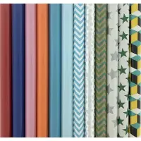 Benza Assortiment met uni kleuren en aller dag inpakpapier cadeaupapier HO111 - 200 x 70 - 6 rollen