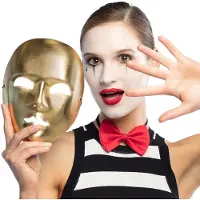 Boland Verkleed oogmasker Mime - goud - volwassenen - mime/themafeest - Verkleedmaskers