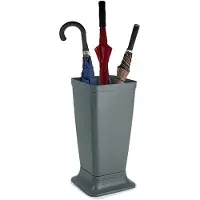 Forte Plastics Plasticforte Paraplubak/parapluhouder Plain - grijs - glad kunststof - D26 x H52 cm - hoge voet - Paraplubakken