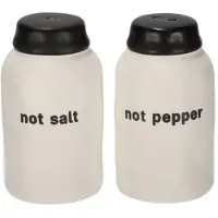 Senza JENS Living - Peper-en zoutvat - 'Not Salt/Not Pepper' - Zwart/Wit