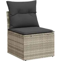 vidaXL Tuinbank zonder armleuning met kussens poly rattan lichtgrijs
