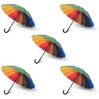 Merkloos Opvouwbare paraplu voor gemakkelijk dragen - set van 5 stuks - grote en stevige stormparaplu van polyester - diameter: