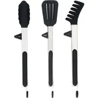 KitchenLove Vleestang - Keukentang - Set van 3 - Spaghettitang - BBQ Tang - Siliconen - Zwart