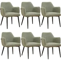 Bronx71 Scandinavische eetkamerstoel Lars groen gerecyclede stof - Eetkamerstoelen set van 6 - stoel