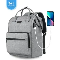 FOXLY Rugzak & Laptoptas Inclusief Usb Oplaadstation - 26L - Dames en Heren - Schooltas - Grijs