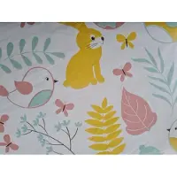 Villa Volance Paastafelkleed wit met konijntjes pastel 200x140 cm - Paaskleed met print eieren vlinders paasontbijt - Tafelkleed voor Pasen - paasbrunch