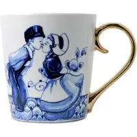 Heinen Delfts Blauw Mok Blauw / Wit Kusje D 8,5 H 9,5 Cm