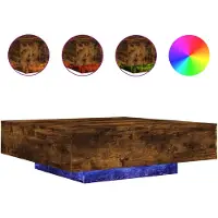 vidaXL Salontafel met LED-verlichting 100x100x31 cm gerookt eikenkleur