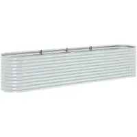vidaXL Plantenbak verhoogd 400x80x81 cm gegalvaniseerd staal zilver