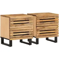 vidaXL Nachtkastjes 2 st 40x34x46 cm massief ruw mangohout