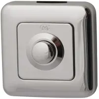 Hardbrass Beldrukker Qbe vierkant - chroom