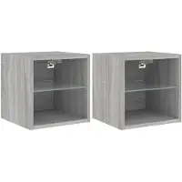 vidaXL Tv-wandmeubels met LED 2 st 30x28,5x30 cm grijs sonoma eiken
