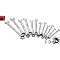 Vigor V1031 Steek-ringratelsleutelset 12-delig Sleutelbreedte (metrisch) 8 - 19 mm