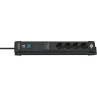 Brennenstuhl Premium-Line 60.000A stekkerdoos met overspanningsbeveiliging 4-voudig zwart 1,8m H05VV-F 3G1,5