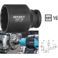 Hazet Krachtdopsleutel 3047-36 · 1/2 inch (12,5 mm) vierkant hol · Buitentwaalfkant tractieprofiel · SW 36 mm