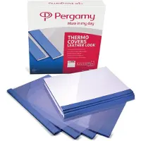 Pergamy thermische omslagen ft A4, 6 mm, pak van 100 stuks, lederlook, blauw