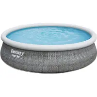 Bestway Fast Set Rattan 457x107 Cm Round Inflatable Pool Grijs 12362 Liters