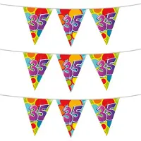 Witbaard 3x stuks leeftijd verjaardag thema vlaggetjes 35 jaar plastic 10 meter - Vlaggenlijnen