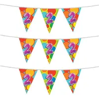 Witbaard 3x stuks leeftijd verjaardag thema vlaggetjes 2 jaar plastic 10 meter - Vlaggenlijnen