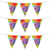 Witbaard 3x stuks leeftijd verjaardag thema vlaggetjes 45 jaar plastic 10 meter - Vlaggenlijnen