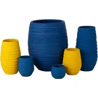 J-Line BLOEMPOT FIESTA KERAMIEK BLAUW GROOT