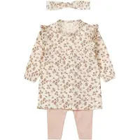 Dirkje jurk + legging + haarband roze Set Meisjes Stretchkatoen Ronde hals - maat 50