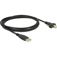 DeLOCK USB naar USB-B kabel met schroeven - USB2.0 - tot 2A / zwart - 2 meter