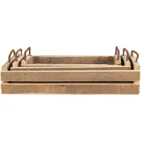 Clayre & Eef Bruine Decoratief dienblad (set van 3) 40*25*11/35*16*10/25*7*10 cm 6H2007