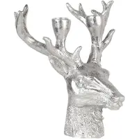 Clayre & Eef Zilvere Kandelaar rendier 22*21*24 cm 6PR3441ZI