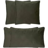 Atmosphera Bank/sierkussens Sophia - set 4x - Olijfgroen - polyester - met rits - In 2 formaten - Sierkussens