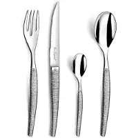 Lou Laguiole - JET Textile - Bestekset - 24 delig - 6 Personen - zilverkleurig
