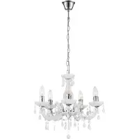 Globo 5-lichts metaal/acryl kroonluchter wit/chroom Globo Cuimbra ii