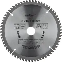 Wolfcraft - Zaagblad 216 x 30 mm - 64 Tanden - Kap- en verstekzaagblad HM, serie lila - 6541000